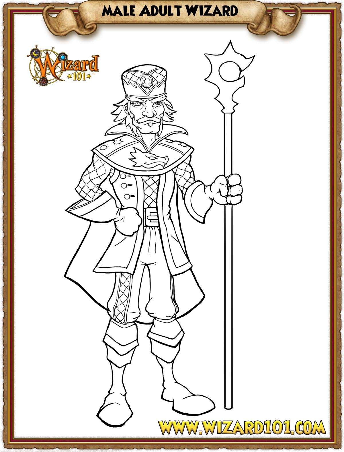 Adult Male Wizard Coloring Page