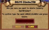 Wizard101 Delete Character